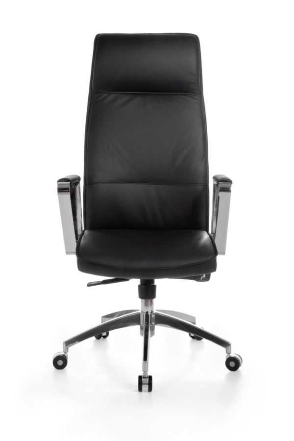 Office Chair Verona Black Leather Desk Chair X-Xl 120 Kg Synchronous Mechanism Executive Armchair Headrest High 19003 001