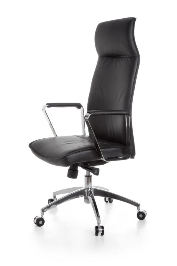Office Chair Verona Black Leather Desk Chair X-Xl 120 Kg Synchronous Mechanism Executive Armchair Headrest High 19003 005