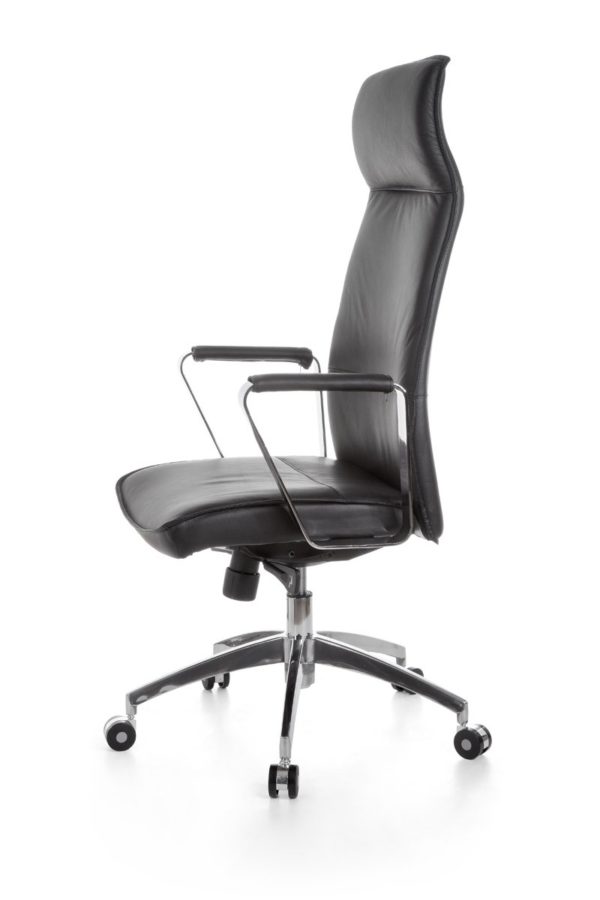 Office Chair Verona Black Leather Desk Chair X-Xl 120 Kg Synchronous Mechanism Executive Armchair Headrest High 19003 006