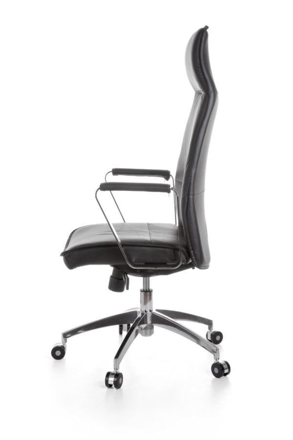 Office Chair Verona Black Leather Desk Chair X-Xl 120 Kg Synchronous Mechanism Executive Armchair Headrest High 19003 007