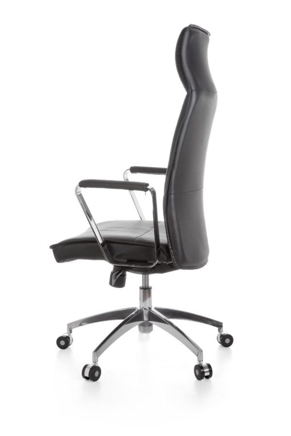Office Chair Verona Black Leather Desk Chair X-Xl 120 Kg Synchronous Mechanism Executive Armchair Headrest High 19003 008