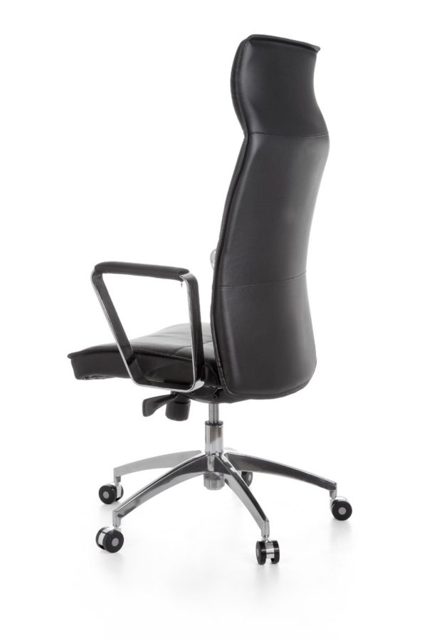 Office Chair Verona Black Leather Desk Chair X-Xl 120 Kg Synchronous Mechanism Executive Armchair Headrest High 19003 009