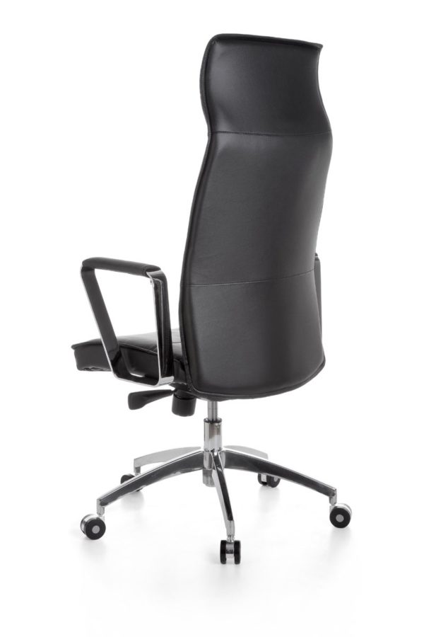 Office Chair Verona Black Leather Desk Chair X-Xl 120 Kg Synchronous Mechanism Executive Armchair Headrest High 19003 010