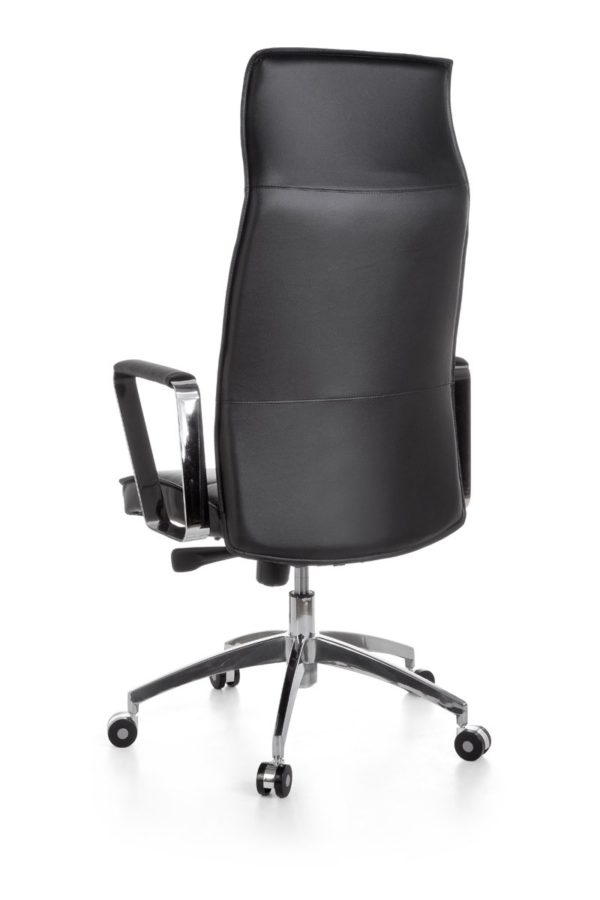 Office Chair Verona Black Leather Desk Chair X-Xl 120 Kg Synchronous Mechanism Executive Armchair Headrest High 19003 011