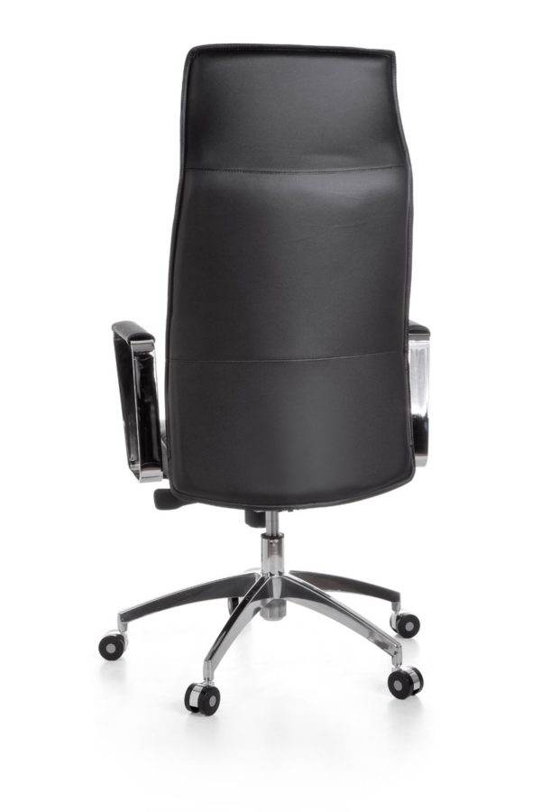 Office Chair Verona Black Leather Desk Chair X-Xl 120 Kg Synchronous Mechanism Executive Armchair Headrest High 19003 012