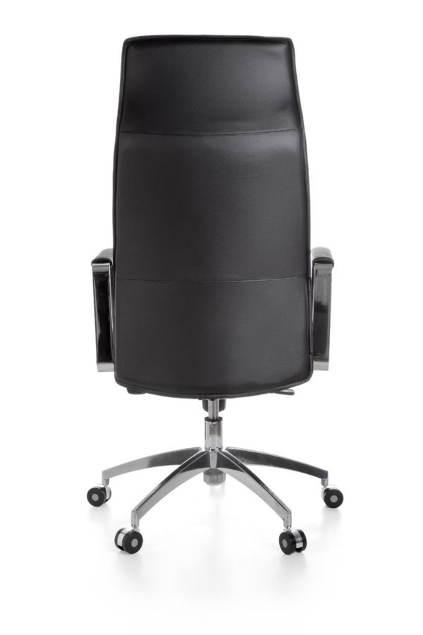 Office Chair Verona Black Leather Desk Chair X-Xl 120 Kg Synchronous Mechanism Executive Armchair Headrest High 19003 013
