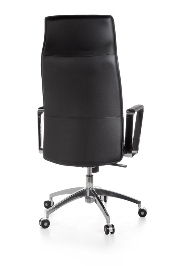 Office Chair Verona Black Leather Desk Chair X-Xl 120 Kg Synchronous Mechanism Executive Armchair Headrest High 19003 014