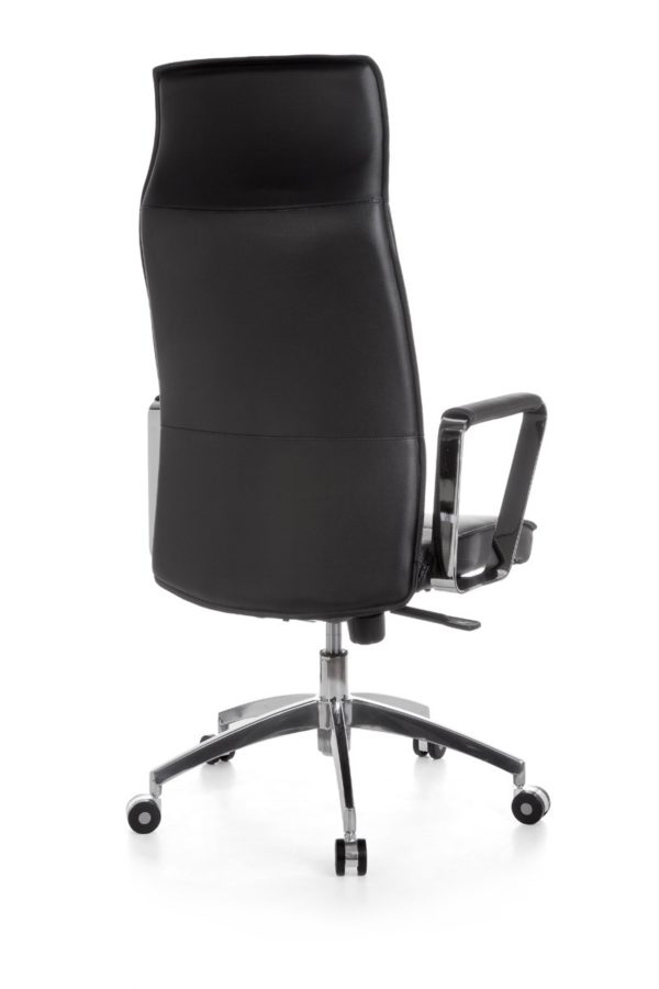 Office Chair Verona Black Leather Desk Chair X-Xl 120 Kg Synchronous Mechanism Executive Armchair Headrest High 19003 015