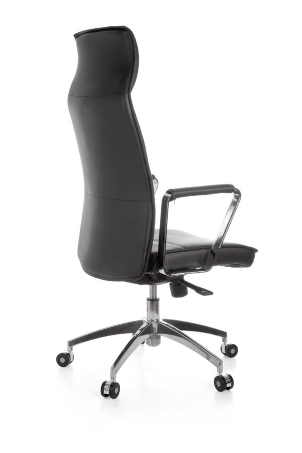 Office Chair Verona Black Leather Desk Chair X-Xl 120 Kg Synchronous Mechanism Executive Armchair Headrest High 19003 017