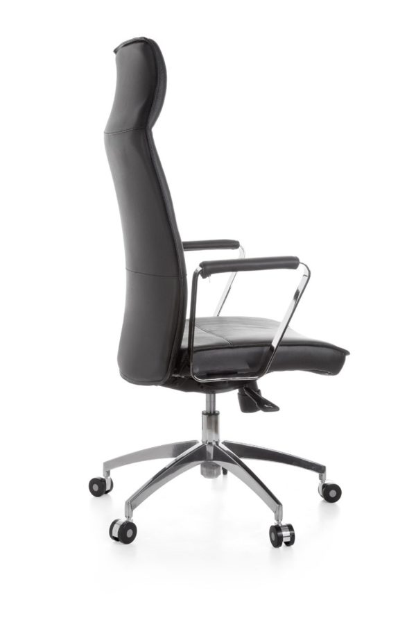 Office Chair Verona Black Leather Desk Chair X-Xl 120 Kg Synchronous Mechanism Executive Armchair Headrest High 19003 018