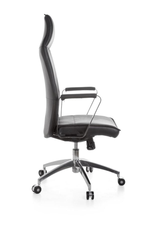 Office Chair Verona Black Leather Desk Chair X-Xl 120 Kg Synchronous Mechanism Executive Armchair Headrest High 19003 019