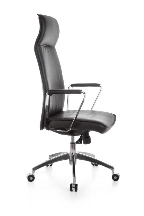 Office Chair Verona Black Leather Desk Chair X-Xl 120 Kg Synchronous Mechanism Executive Armchair Headrest High 19003 020