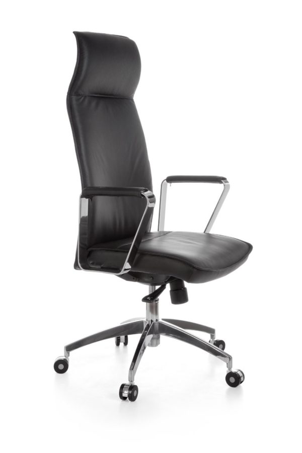 Office Chair Verona Black Leather Desk Chair X-Xl 120 Kg Synchronous Mechanism Executive Armchair Headrest High 19003 021