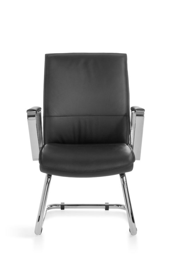 Cantilever Verona Visitor Respect Genuine Leather Black Rocking Chair Xxl Chrome 120Kg Visitors Chair Design 19005 001