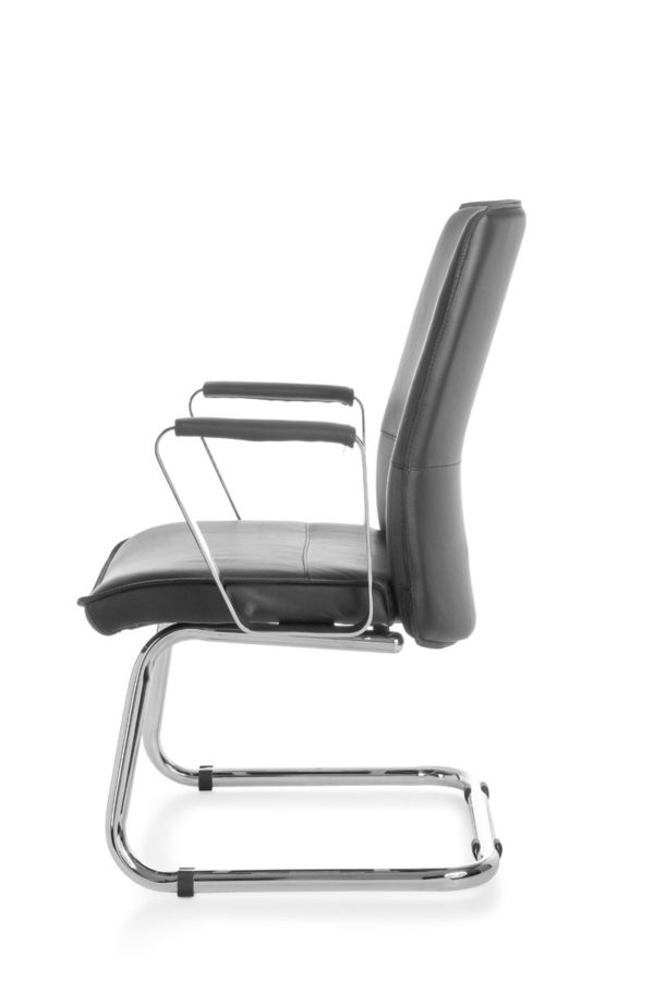 Cantilever Verona Visitor Respect Genuine Leather Black Rocking Chair Xxl Chrome 120Kg Visitors Chair Design 19005 007