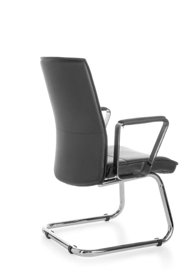 Cantilever Verona Visitor Respect Genuine Leather Black Rocking Chair Xxl Chrome 120Kg Visitors Chair Design 19005 017