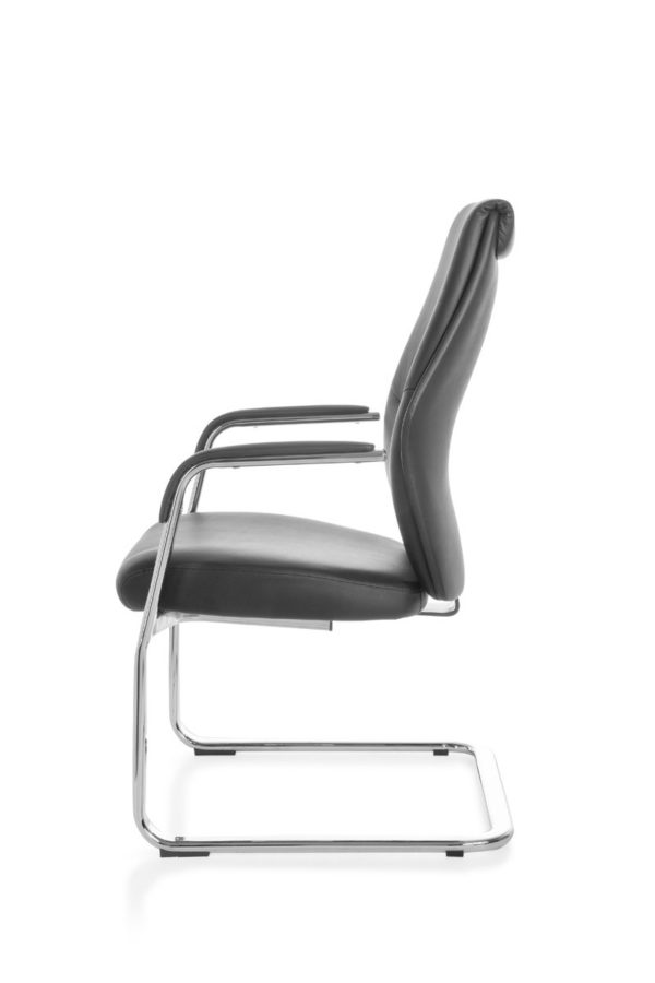 Cantilever Oxford Meeting Chair In Genuine Leather Black Rocking Chair Xxl Chrome 120Kg Visitors Chair Design 19016 007