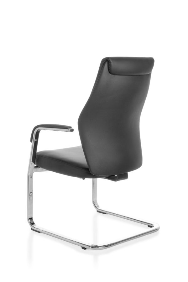 Cantilever Oxford Meeting Chair In Genuine Leather Black Rocking Chair Xxl Chrome 120Kg Visitors Chair Design 19016 010