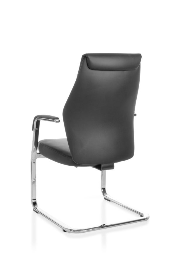 Cantilever Oxford Meeting Chair In Genuine Leather Black Rocking Chair Xxl Chrome 120Kg Visitors Chair Design 19016 011