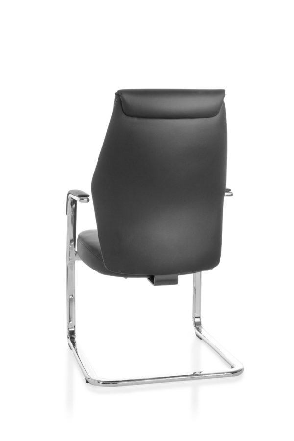 Cantilever Oxford Meeting Chair In Genuine Leather Black Rocking Chair Xxl Chrome 120Kg Visitors Chair Design 19016 012