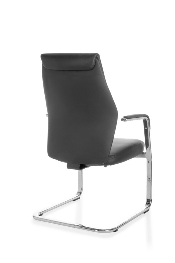 Cantilever Oxford Meeting Chair In Genuine Leather Black Rocking Chair Xxl Chrome 120Kg Visitors Chair Design 19016 015