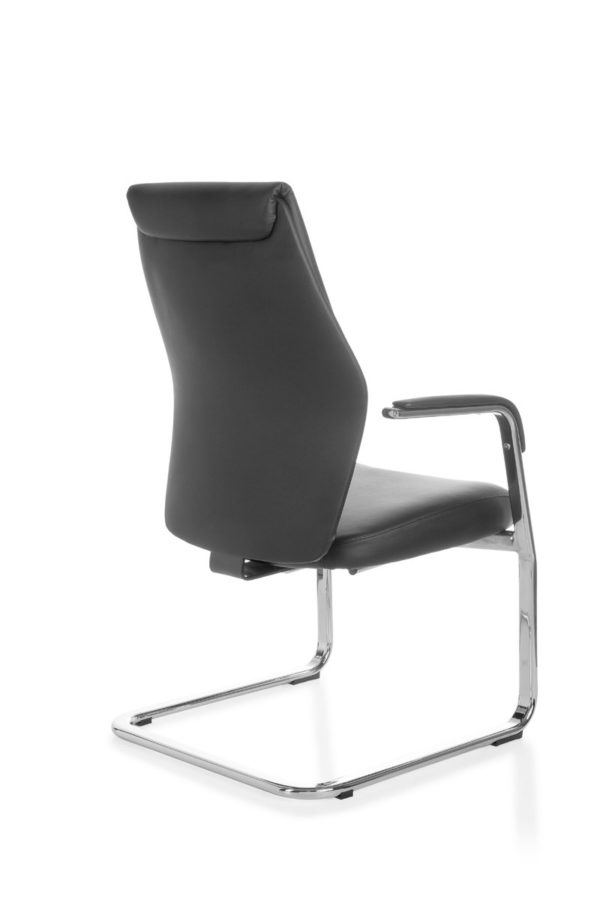 Cantilever Oxford Meeting Chair In Genuine Leather Black Rocking Chair Xxl Chrome 120Kg Visitors Chair Design 19016 016