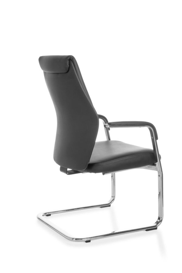 Cantilever Oxford Meeting Chair In Genuine Leather Black Rocking Chair Xxl Chrome 120Kg Visitors Chair Design 19016 017