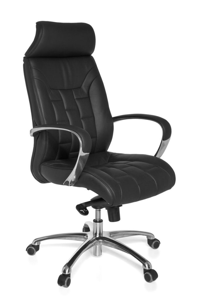 Leather Xxl Office Chair Ergonomic Turin Black. Up To 120kg Rocker