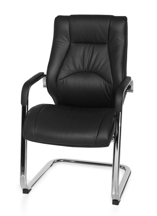 Cantilever Rimini Visitor Visitor Chair With Armrests, Conference Chair Leather Black 22822 002