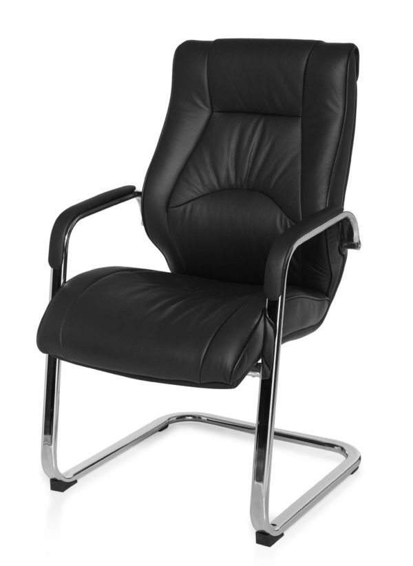 Cantilever Rimini Visitor Visitor Chair With Armrests, Conference Chair Leather Black 22822 003