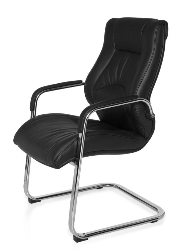Cantilever Rimini Visitor Visitor Chair With Armrests, Conference Chair Leather Black 22822 005
