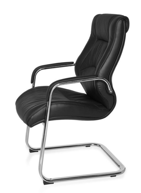Cantilever Rimini Visitor Visitor Chair With Armrests, Conference Chair Leather Black 22822 006
