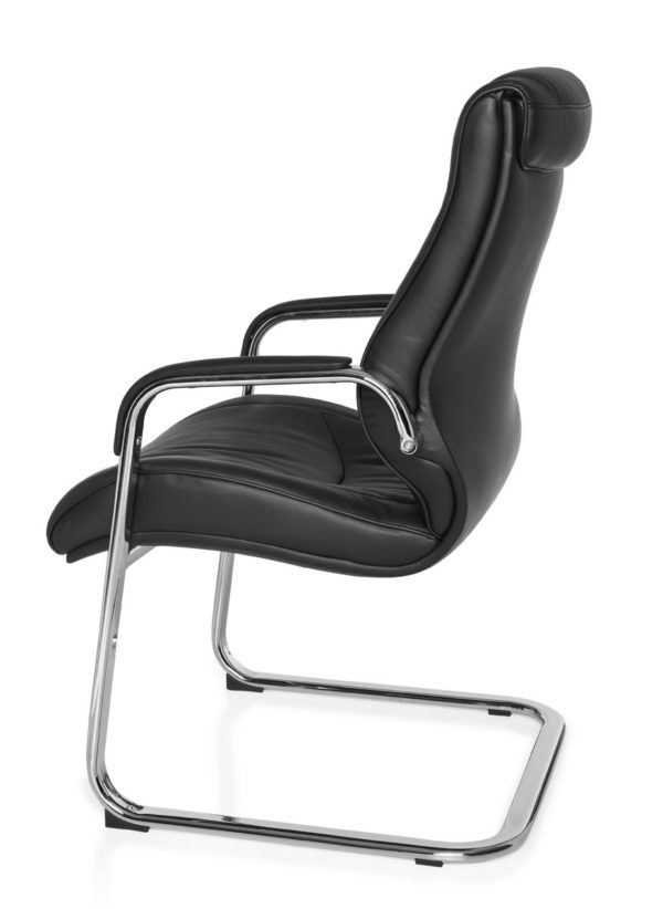 Cantilever Rimini Visitor Visitor Chair With Armrests, Conference Chair Leather Black 22822 008