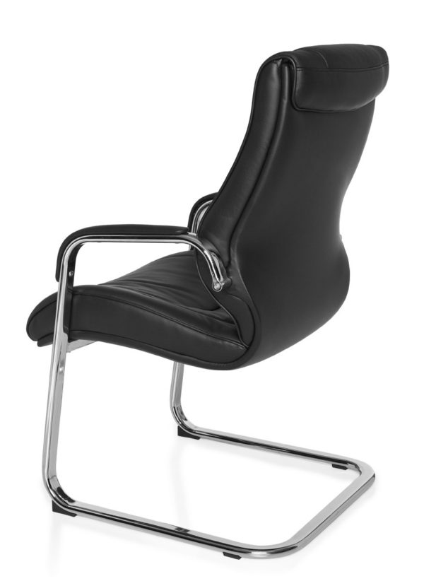 Cantilever Rimini Visitor Visitor Chair With Armrests, Conference Chair Leather Black 22822 009