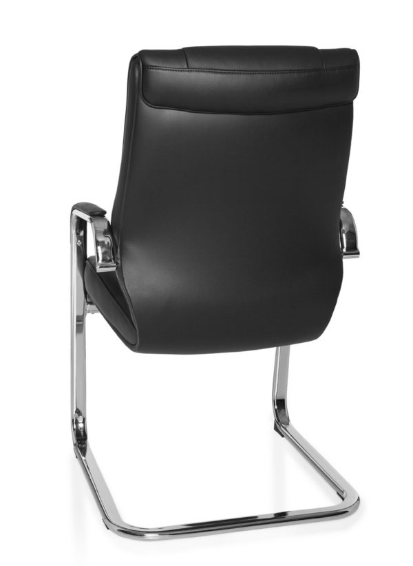 Cantilever Rimini Visitor Visitor Chair With Armrests, Conference Chair Leather Black 22822 012
