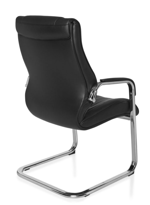 Cantilever Rimini Visitor Visitor Chair With Armrests, Conference Chair Leather Black 22822 016