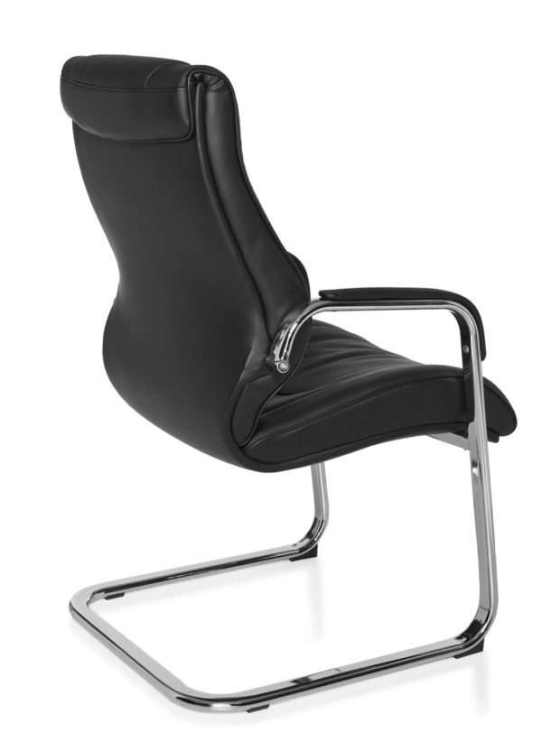 Cantilever Rimini Visitor Visitor Chair With Armrests, Conference Chair Leather Black 22822 017