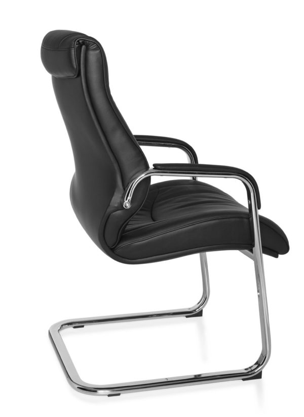 Cantilever Rimini Visitor Visitor Chair With Armrests, Conference Chair Leather Black 22822 018