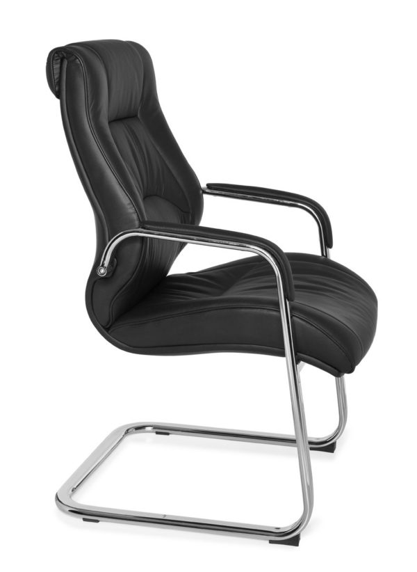 Cantilever Rimini Visitor Visitor Chair With Armrests, Conference Chair Leather Black 22822 020