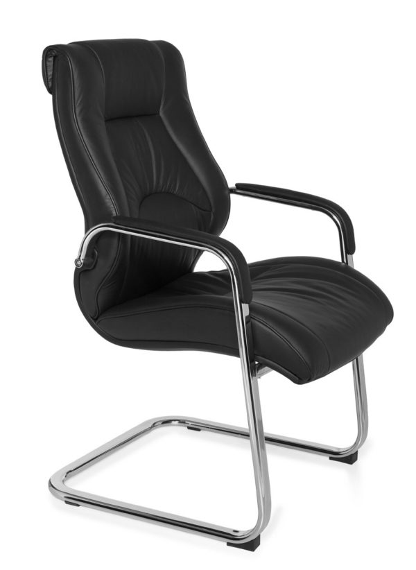 Cantilever Rimini Visitor Visitor Chair With Armrests, Conference Chair Leather Black 22822 021