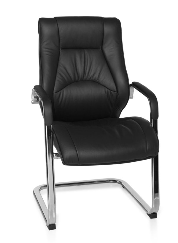 Cantilever Rimini Visitor Visitor Chair With Armrests, Conference Chair Leather Black 22822 024