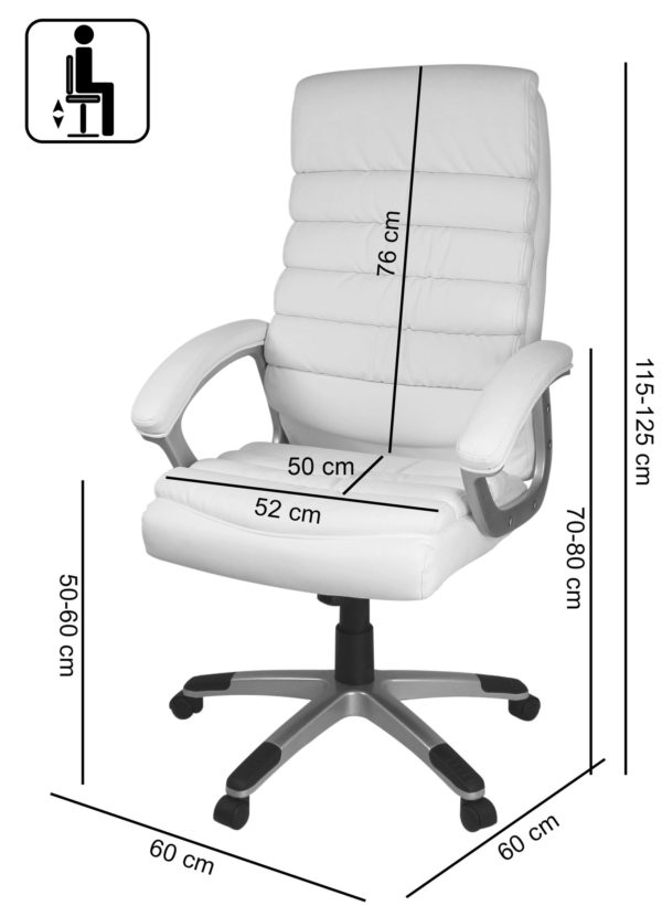 Office Ergonomic Chair Valencia White With Headrest 23257 Amstyle Buerostuhl Valencia Kunstleder Weiss
