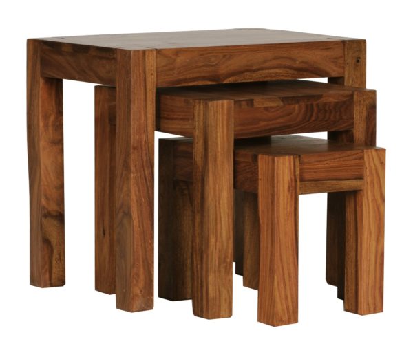 Set Of 3 Nesting Tables Mumbai Solid Wood Sheesham Living Room Table Country House Style Side Table Dark Brown Natural Wood 31317 Wohnling 3Er Set Satztisch Mumbai Massiv Ho 6