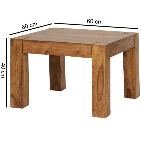 Coffee Table Mumbai Solid Wood Sheesham 60 Cm Wide Living Room Table Design Dark Brown Country House Style Side Table 31318 Wohnling Couchtisch Mumbai Massiv Holz Shee 7