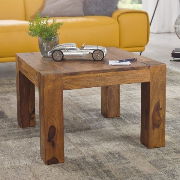 Coffee Table Mumbai Solid Wood Sheesham 60 Cm Wide Living Room Table Design Dark Brown Country House Style Side Table 31318 Wohnling Couchtisch Mumbai Massiv Holz Sheesh