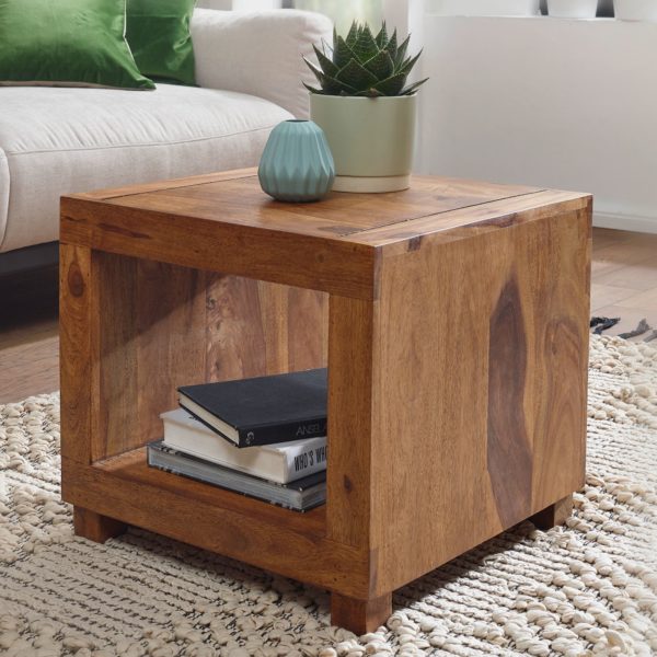 Coffee Table Solid Wood Sheesham 50 Cm Design Style Table 31321 Wohnling Couchtisch Mumbai Massiv Holz Sheesh