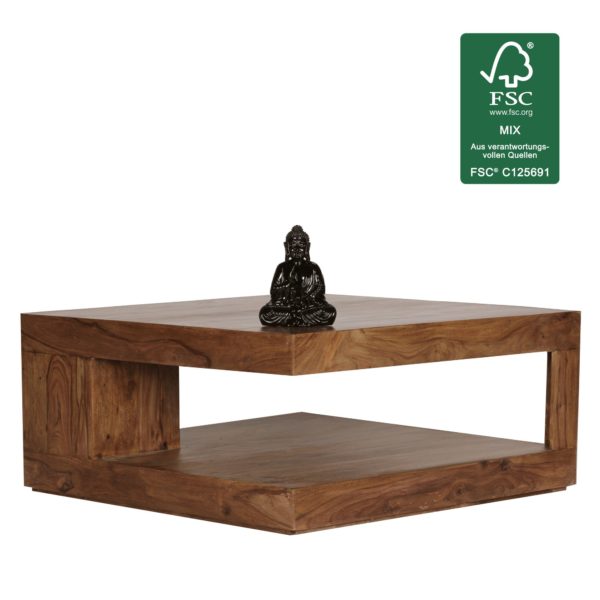 Coffee Table Solid Wood Sheesham 90Cm Table Dark-Brown Country Style Table 31324 Wohnling Couchtisch Mumbai Massiv Holz Shee 7