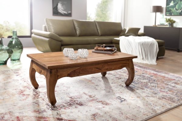 Coffee Table Solid Wood Sheesham 110 Cm Wide Dining Room Table Design Dark Brown Country Style Table 31327 Wohnling Couchtisch Opium Massiv Holz Shees 1