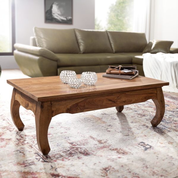 Coffee Table Solid Wood Sheesham 110 Cm Wide Dining Room Table Design Dark Brown Country Style Table 31327 Wohnling Couchtisch Opium Massiv Holz Sheesha