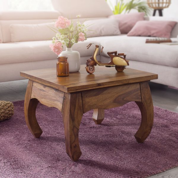 Coffee Table Solid Wood Sheesham 60 Cm Wide Living Room Table Design Dark Brown Country Style Table 31328 Wohnling Couchtisch Opium Massiv Holz Sheesha
